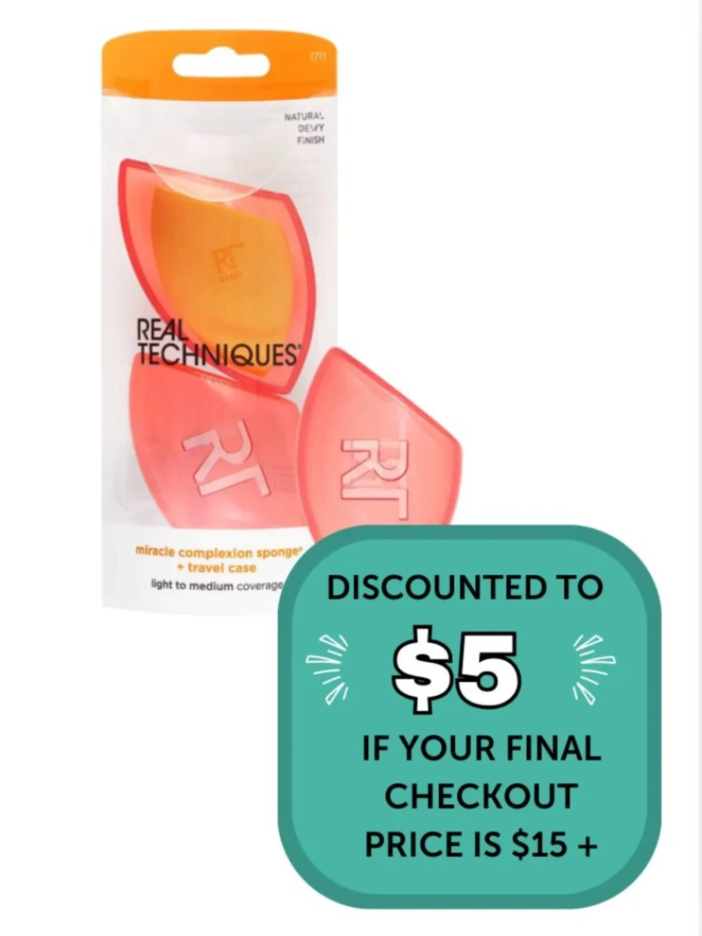 $5 When Bundled with $10+ Real Techniques Miracle Complexion Sponge